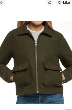 Banana Republic Wool Blend Olive Green Zip-Front Jacket